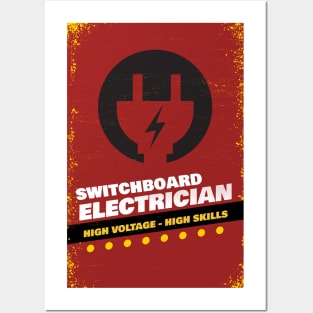 Switchboard electrician high voltage high skills, electrician gift, High voltage, lineman industrial electrician Posters and Art
